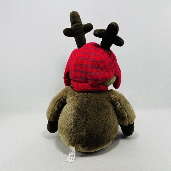 Vintage Eddie Bauer Deer Moose Plush 20” Christmas Winter Red Hat Scarf Antler - Picture 4 of 10